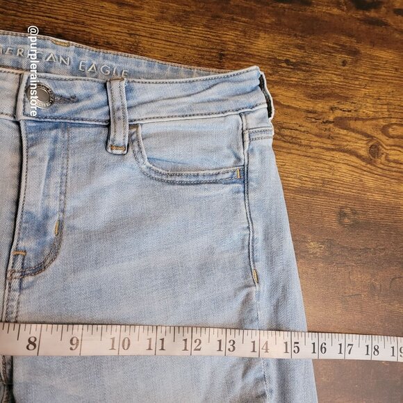 American Eagle Jeans 4 R Jegging Low Rise Super Stretch Light Wash Denim Raw Hem - Picture 8 of 13